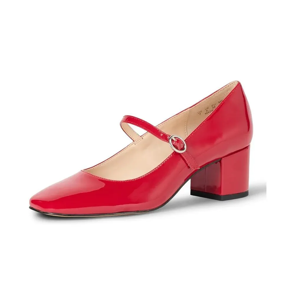 The Drop Women's Red Heeled Mary Janes